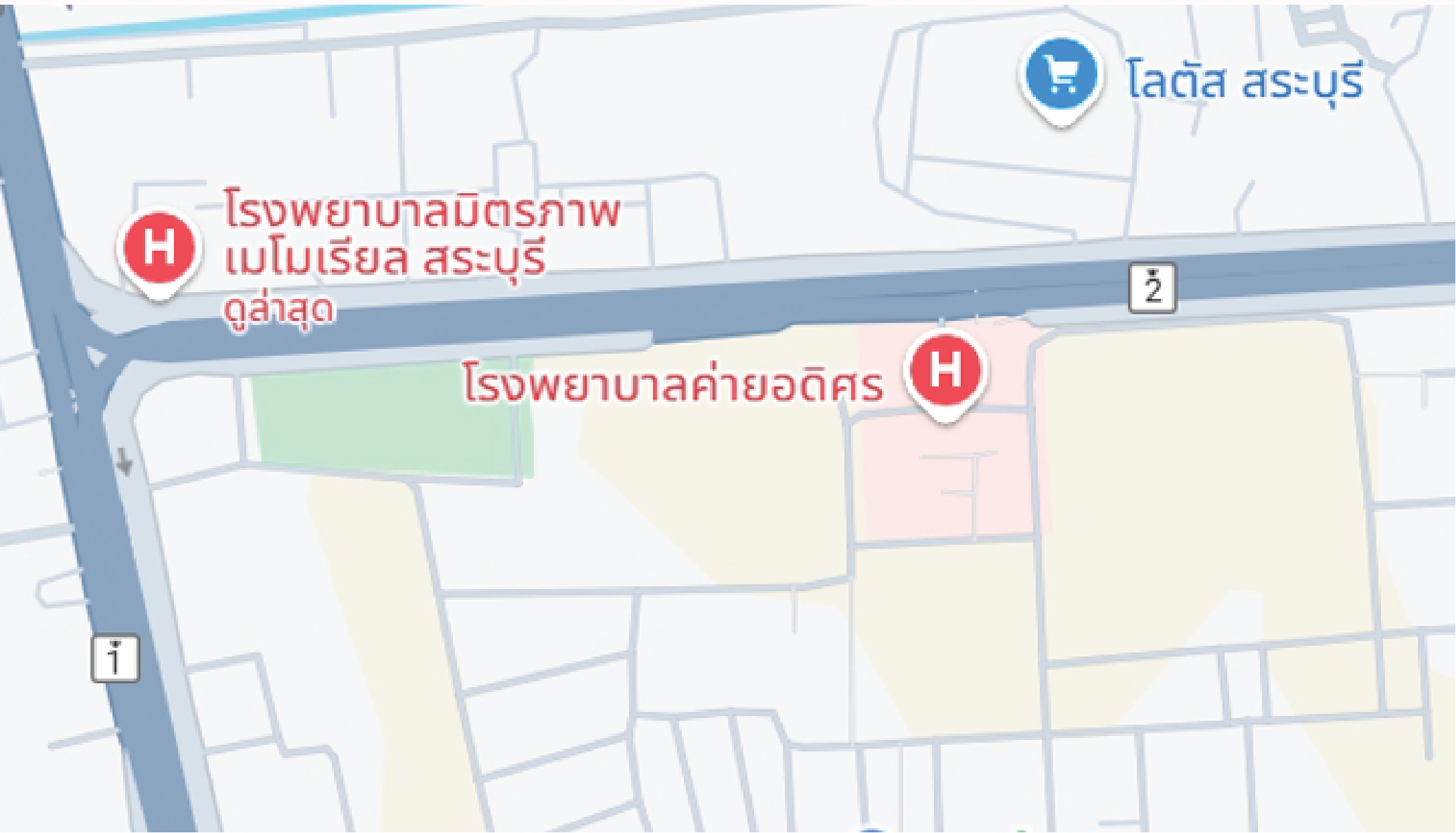 hospital location on the map